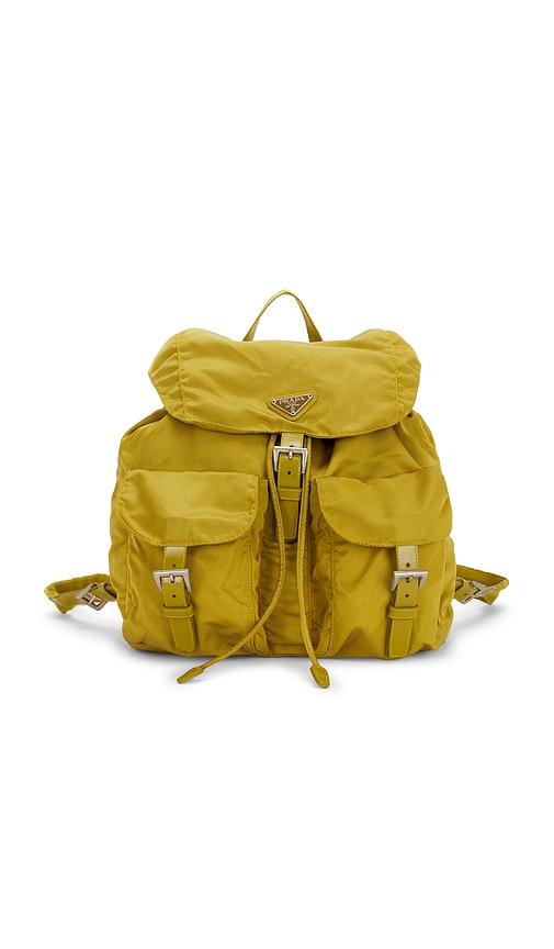 fwrd renew prada tessuto backpack in yellow.