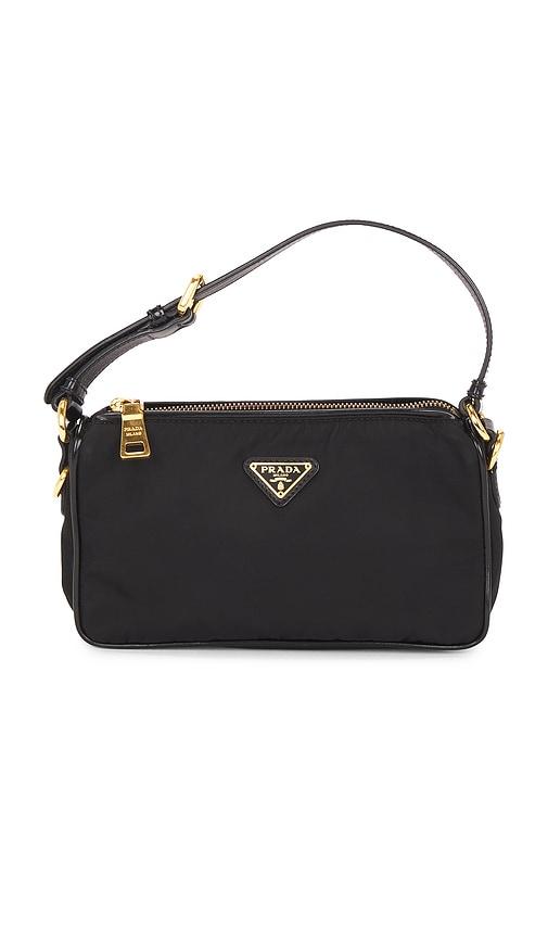 fwrd renew prada tessuto pouch in black.