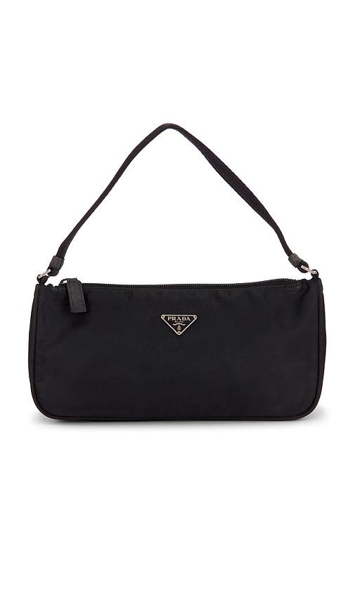 fwrd renew prada tessuto pouch in black.