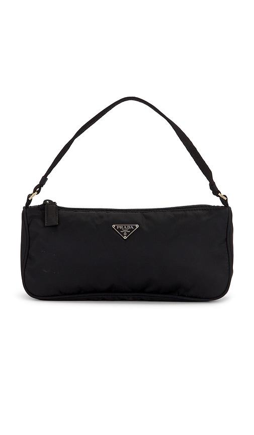 fwrd renew prada tessuto pouch in black.