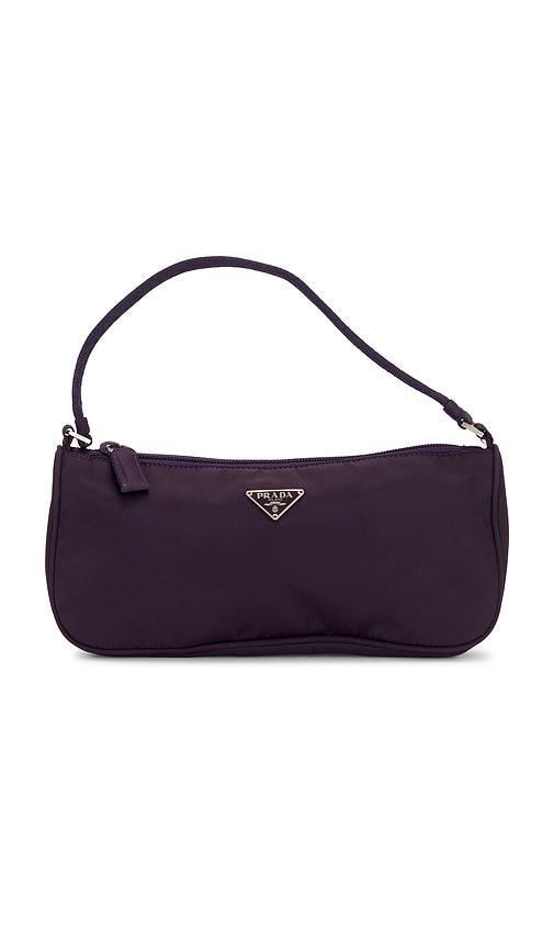 fwrd renew prada tessuto pouch in purple.