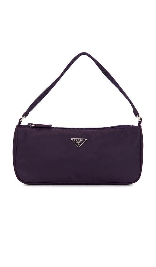 fwrd renew prada tessuto pouch in purple.