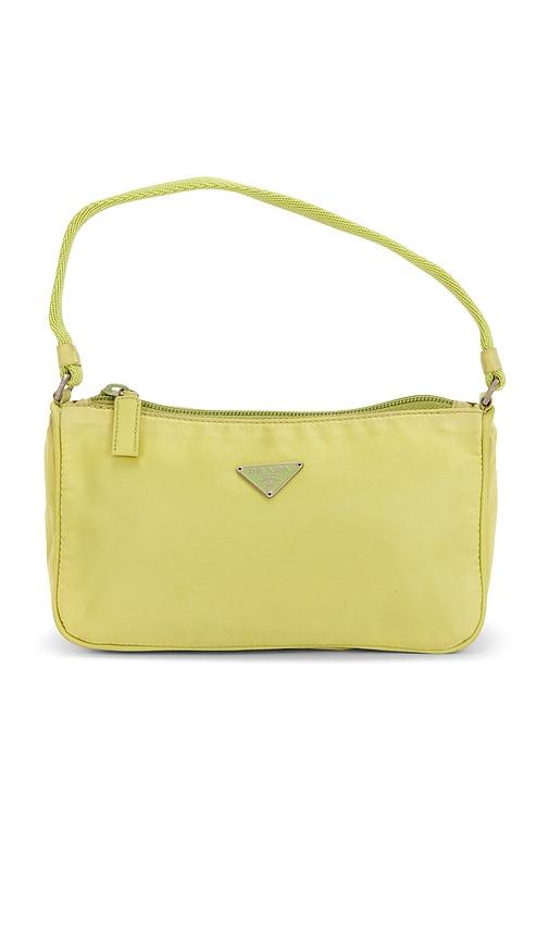 fwrd renew prada tessuto pouch in yellow.