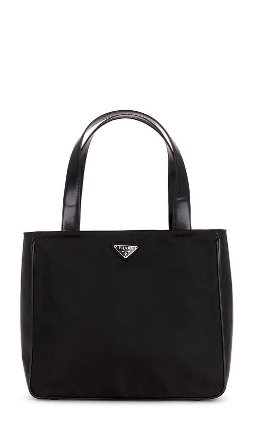 fwrd renew prada tessuto tote bag in black.