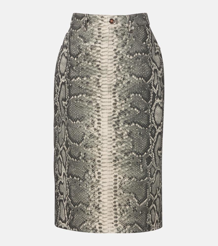 gabriela hearst adelaide snake-print cotton midi skirt