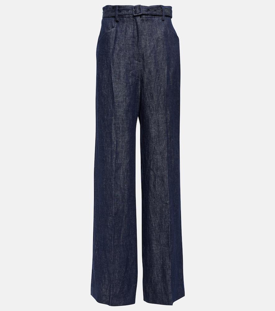 gabriela hearst belted high-rise wide-leg linen pants