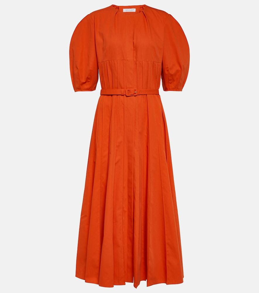 gabriela hearst caden puff-sleeve cotton midi dress
