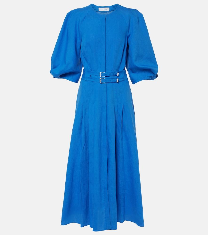 gabriela hearst elea puff-sleeve linen maxi dress