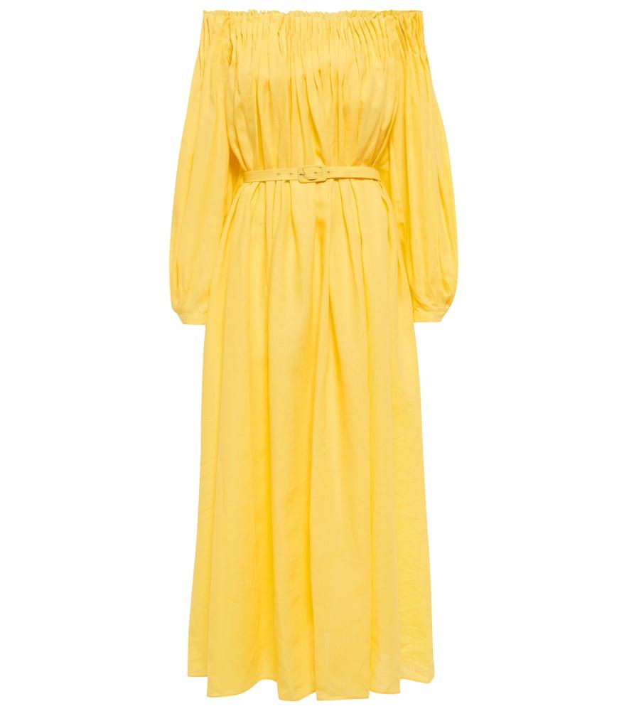 gabriela hearst martha off-shoulder linen maxi dress