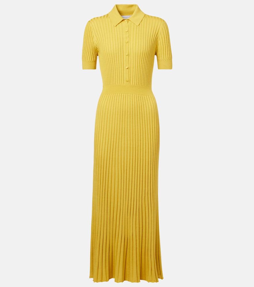 gabriela hearst pleated cashmere and silk polo dress