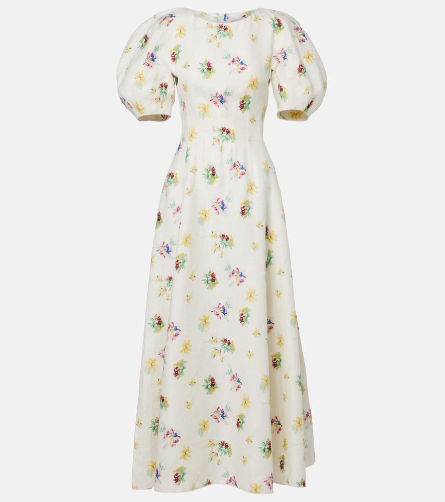 gabriela hearst ranya puff-sleeve linen maxi dress