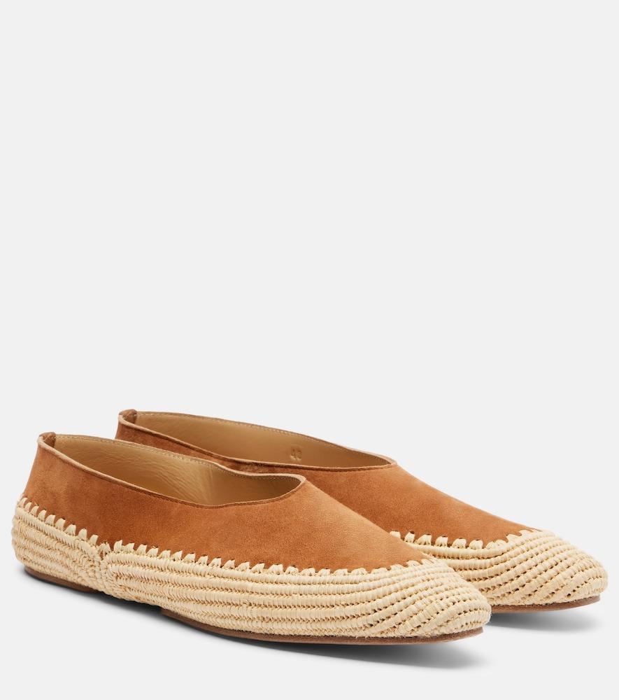 gabriela hearst strength crochet raffia-trimmed suede flats