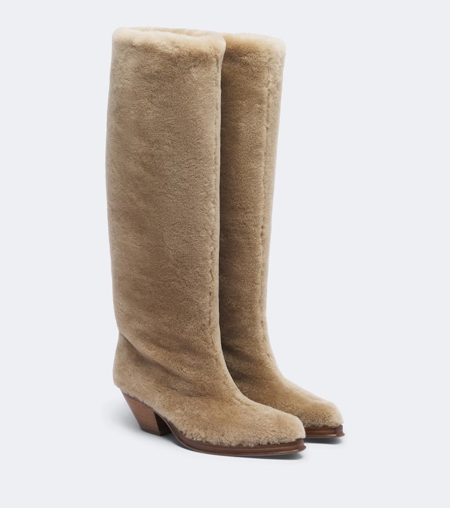 gabriela hearst waite shearling knee-high boots