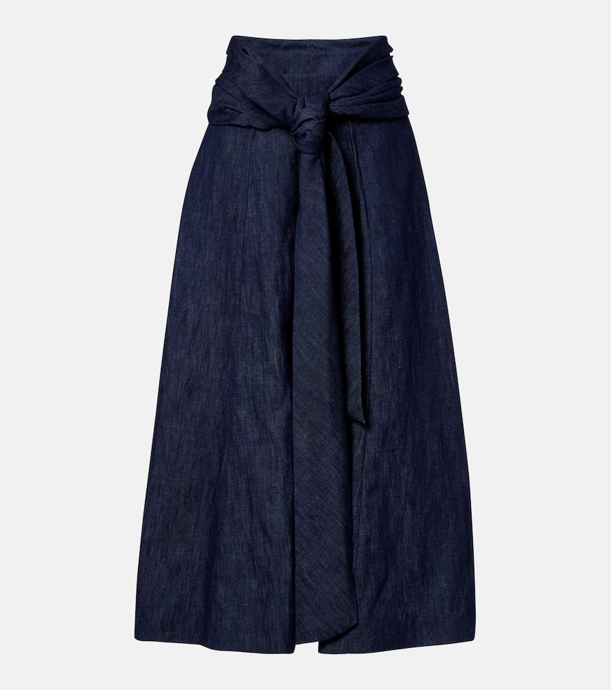 gabriela hearst zivan cotton and linen denim midi skirt