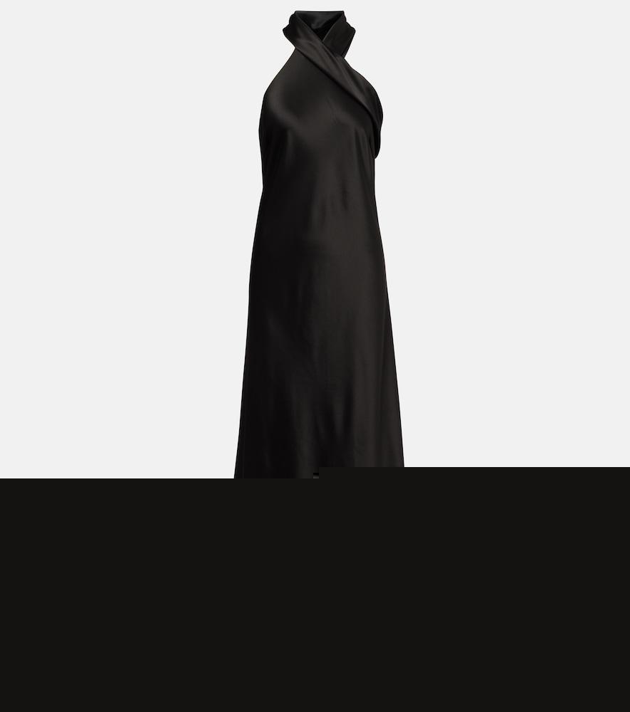 galvan satin halter neck gown