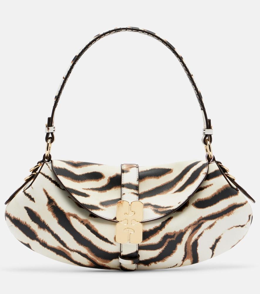 ganni b-kat small zebra-print shoulder bag