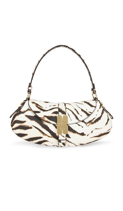 ganni b-kat zebra bag in ivory.