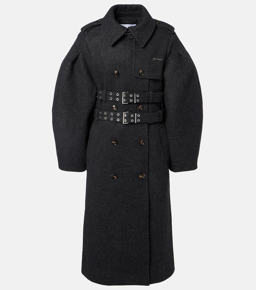 ganni belted wool and cashmere-blend coat