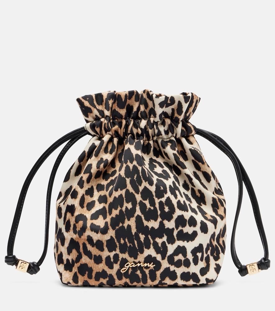 ganni bou leopard-print pouch