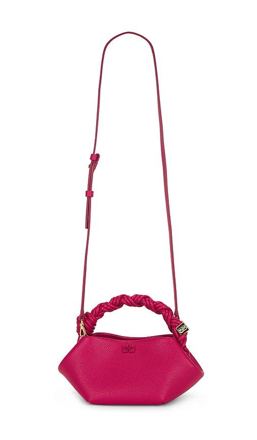ganni bou mini grained bag in red.