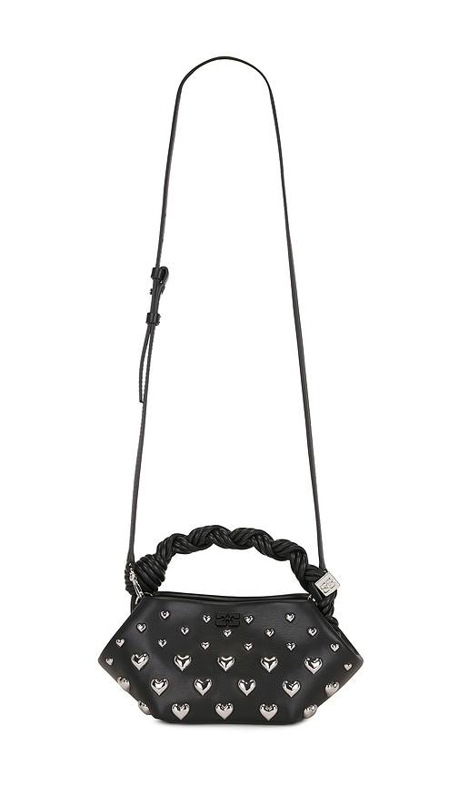 ganni bou mini hearts bag in black.