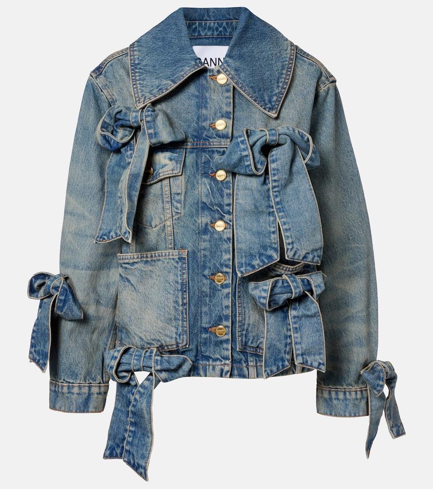 ganni bow-detail denim jacket