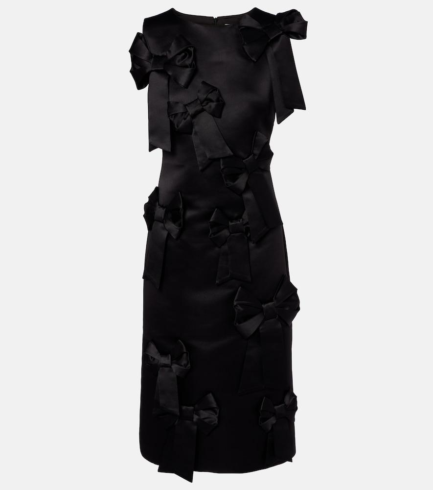 ganni bow-detail satin cocktail dress