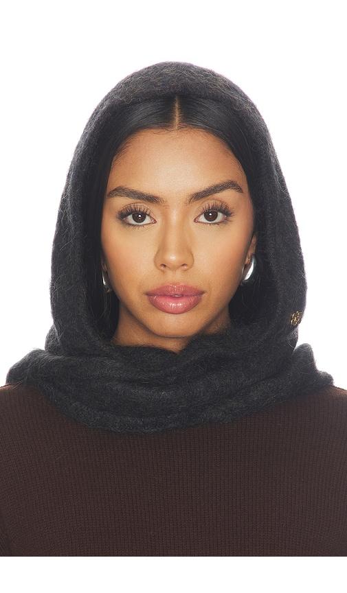 ganni brushed mohair balaclava in navy.