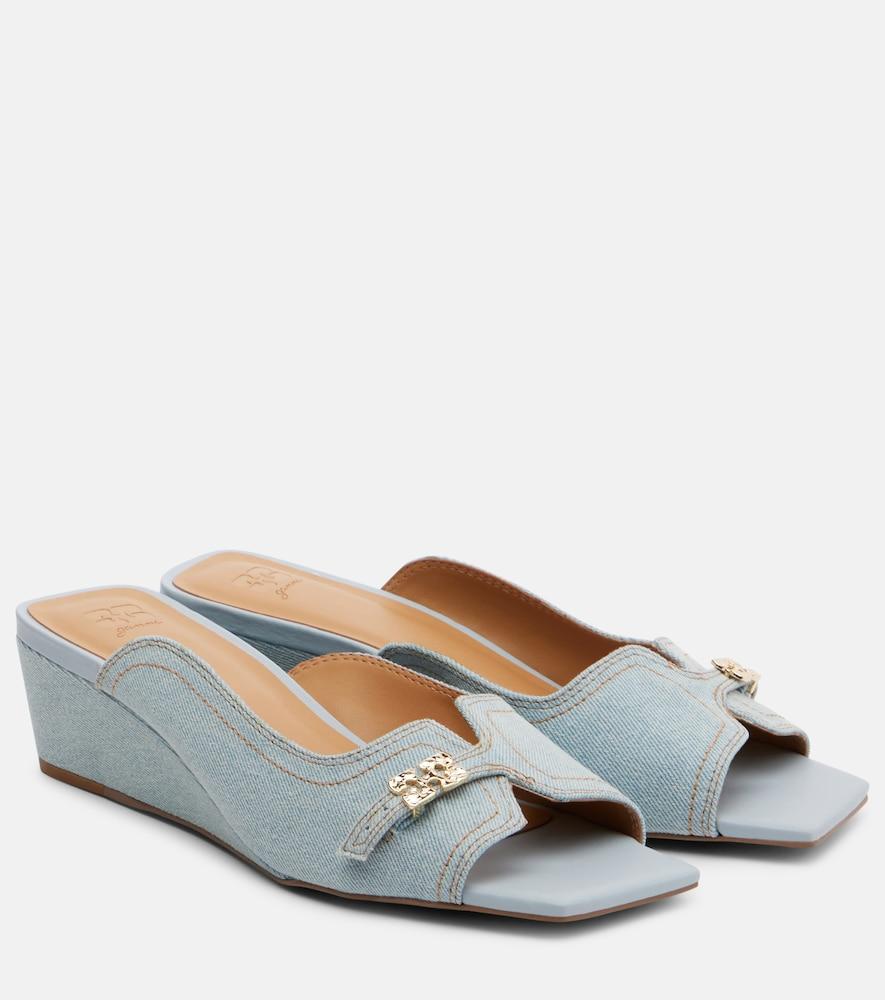 ganni butterfly wedge mules