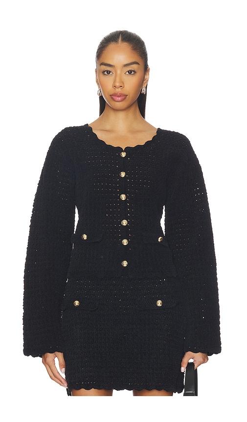 ganni chenille crochet cardigan in black. - size m (also in xs, s)