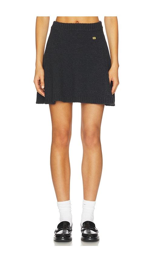 ganni chunky wool mix mini skirt in black. - size l (also in m, xs, xxs)