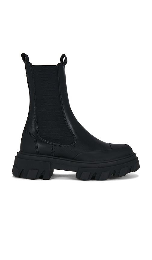 ganni cleated mid chelsea boot in black. - size 38 (also in 39, 40)