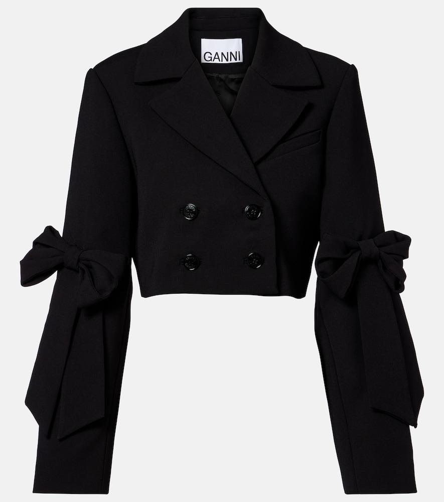 ganni double-breasted cropped blazer