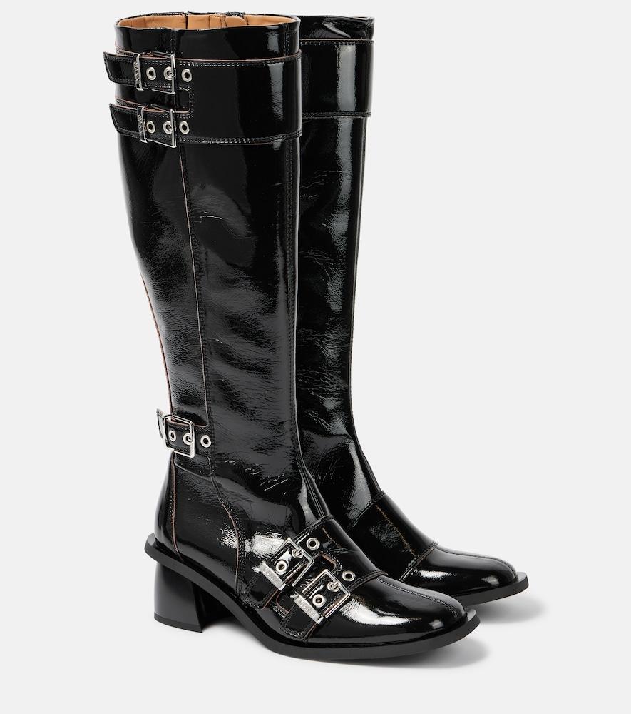 ganni feminine faux leather knee-high boots