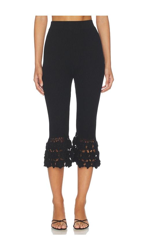 ganni fine cotton rib crochet pant in black. - size m (also in xs)