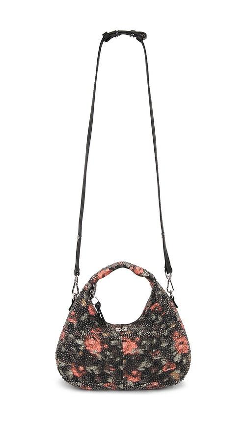 ganni hobo mini flowers bag in black.