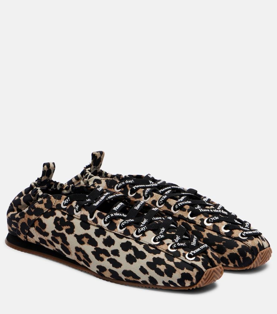 ganni leopard-print ballet flats