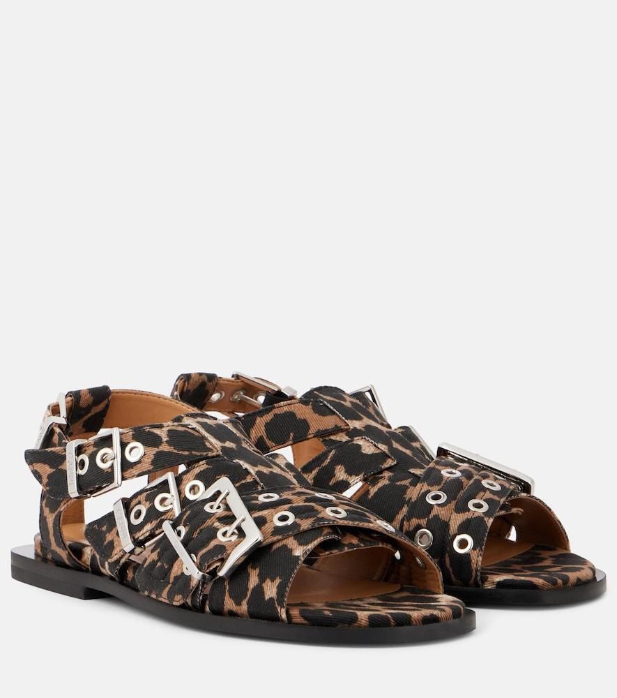 ganni leopard-print sandals
