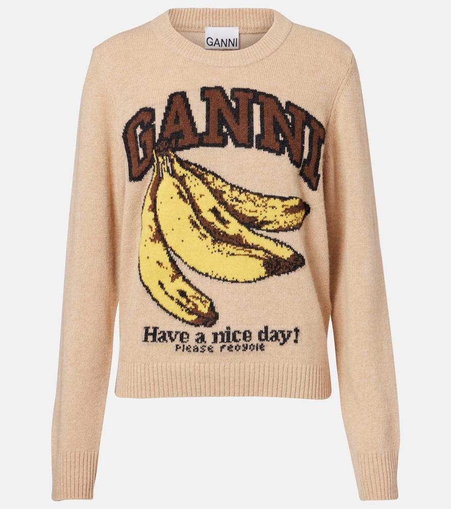 ganni logo intarsia sweater