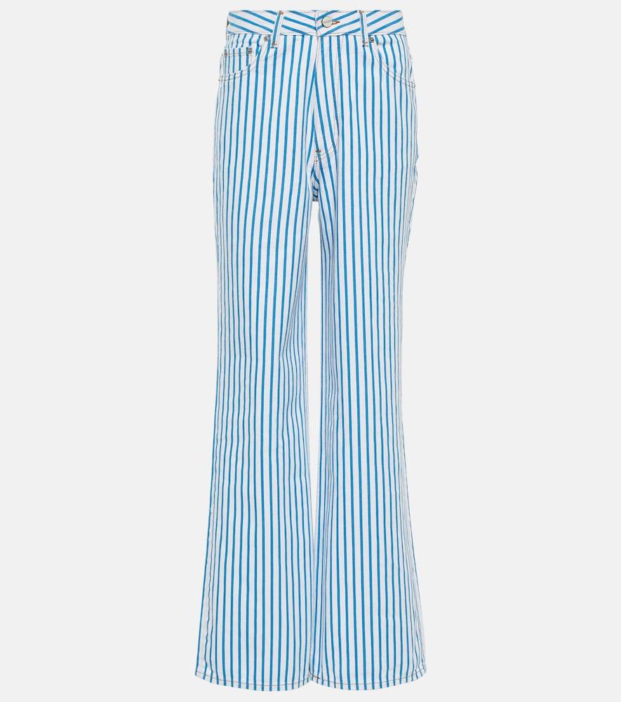 ganni magny striped high-rise straight jeans