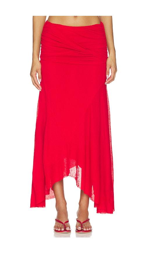 ganni marl mesh draped long skirt in red. - size 34 (also in 36)