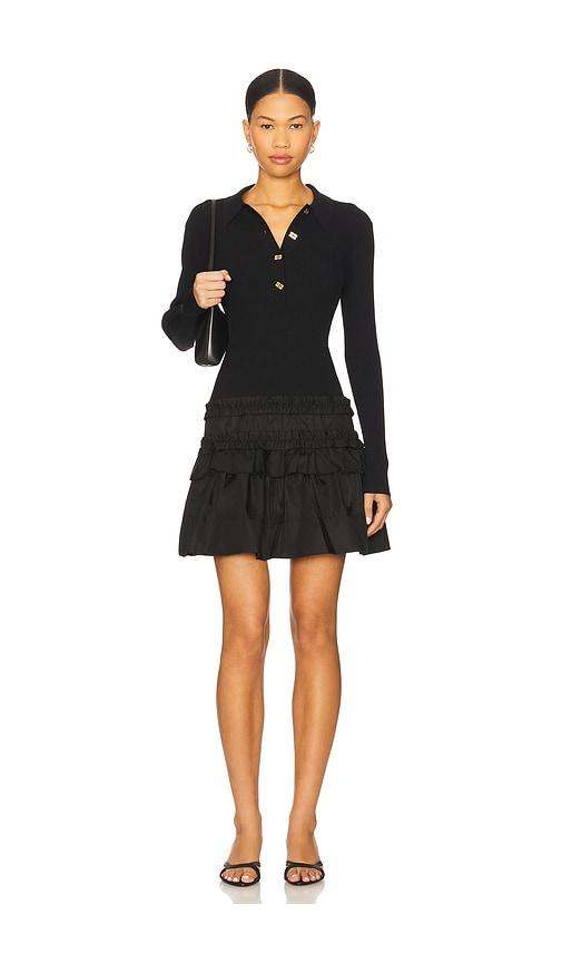 ganni melange rib knit mini dress in black. - size xs (also in xxs)