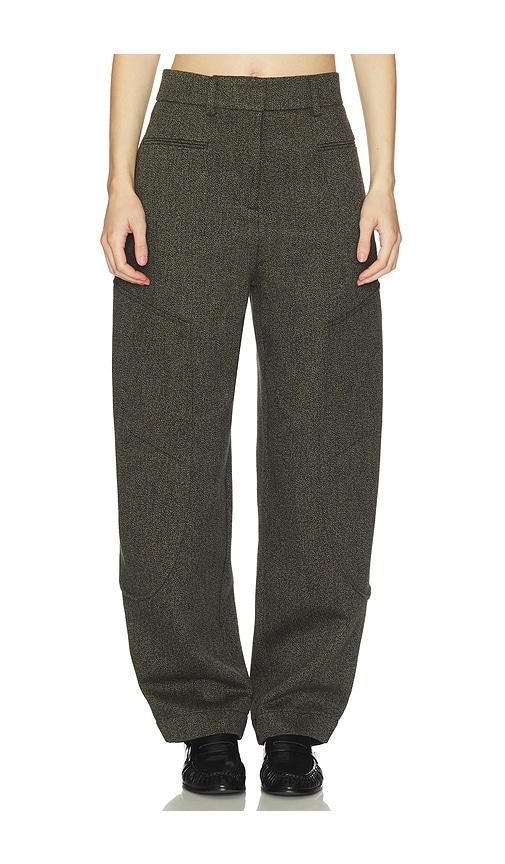 ganni mouline suiting curved pant in green. - size 32 (also in 34)