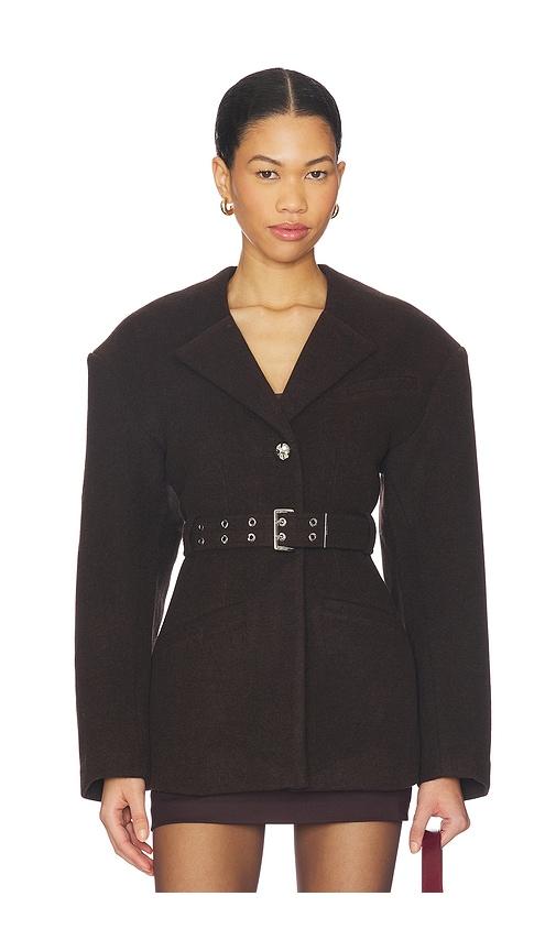 ganni peacot wool fitted jacket in black. - size 34 (also in 36, 40)
