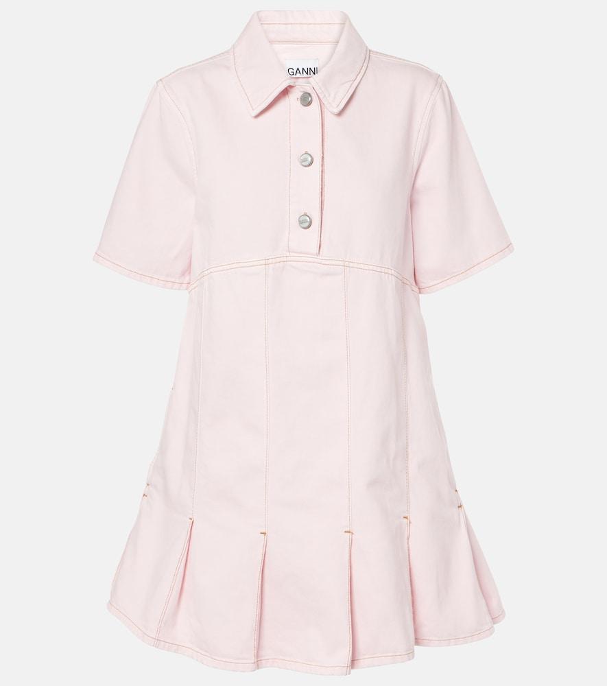 ganni pleated denim shirt dress