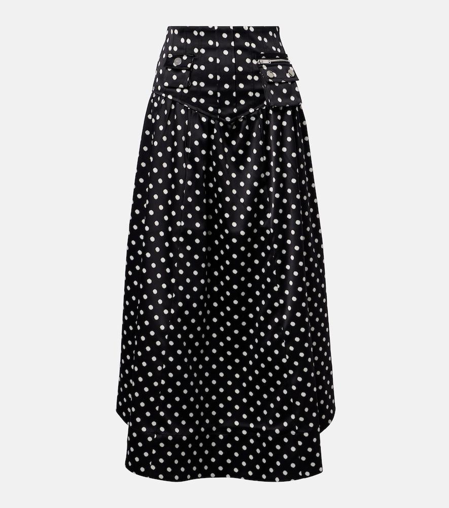 ganni polka-dot satin maxi skirt