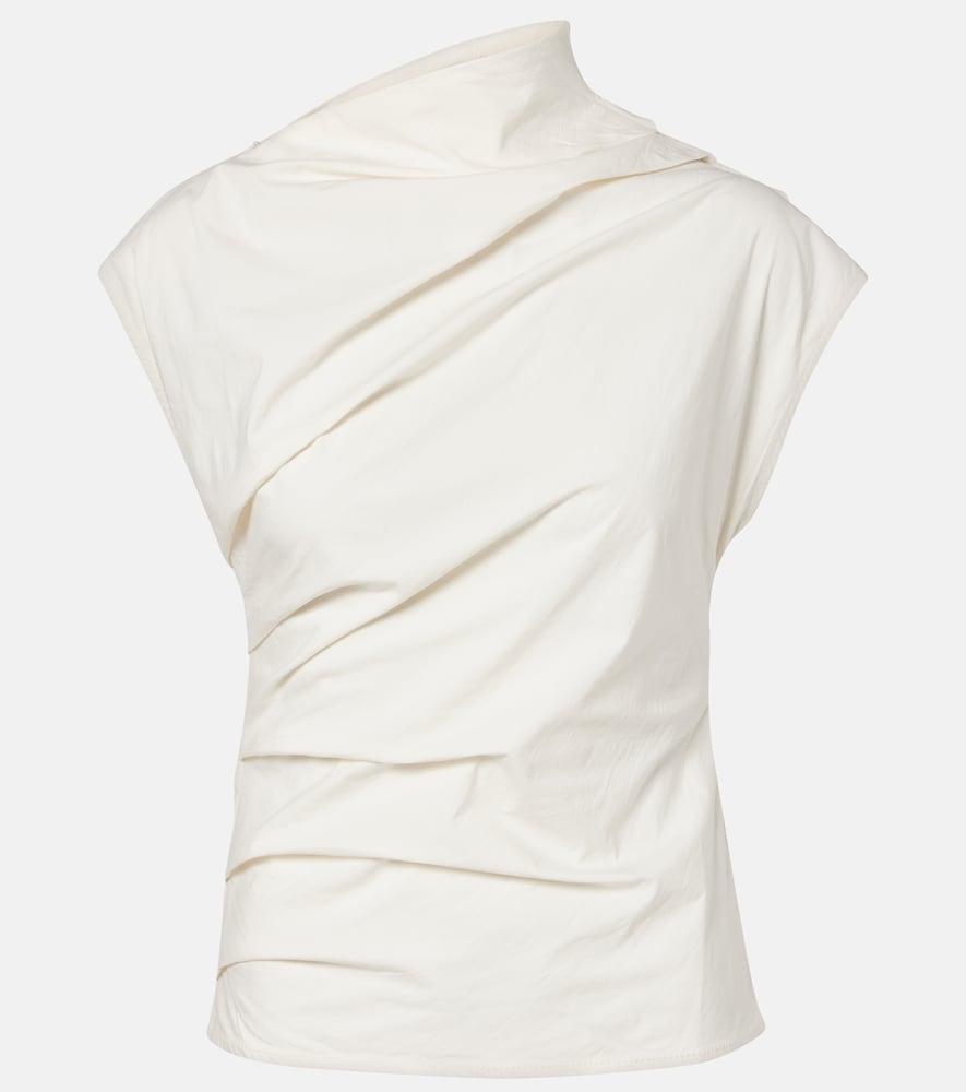 ganni ruched cotton-blend top