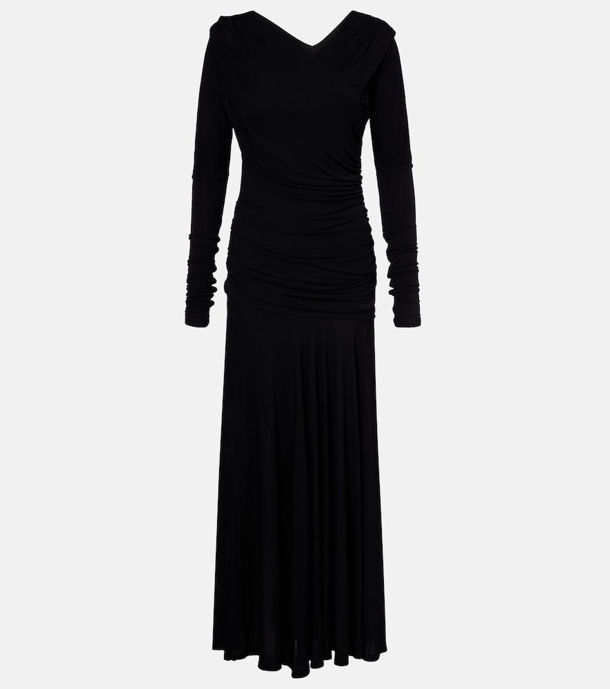 ganni ruched maxi dress