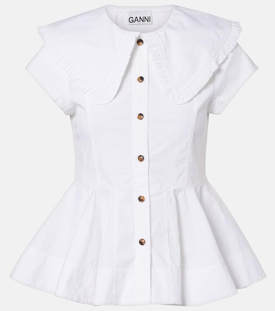 ganni ruffled cotton-blend shirt