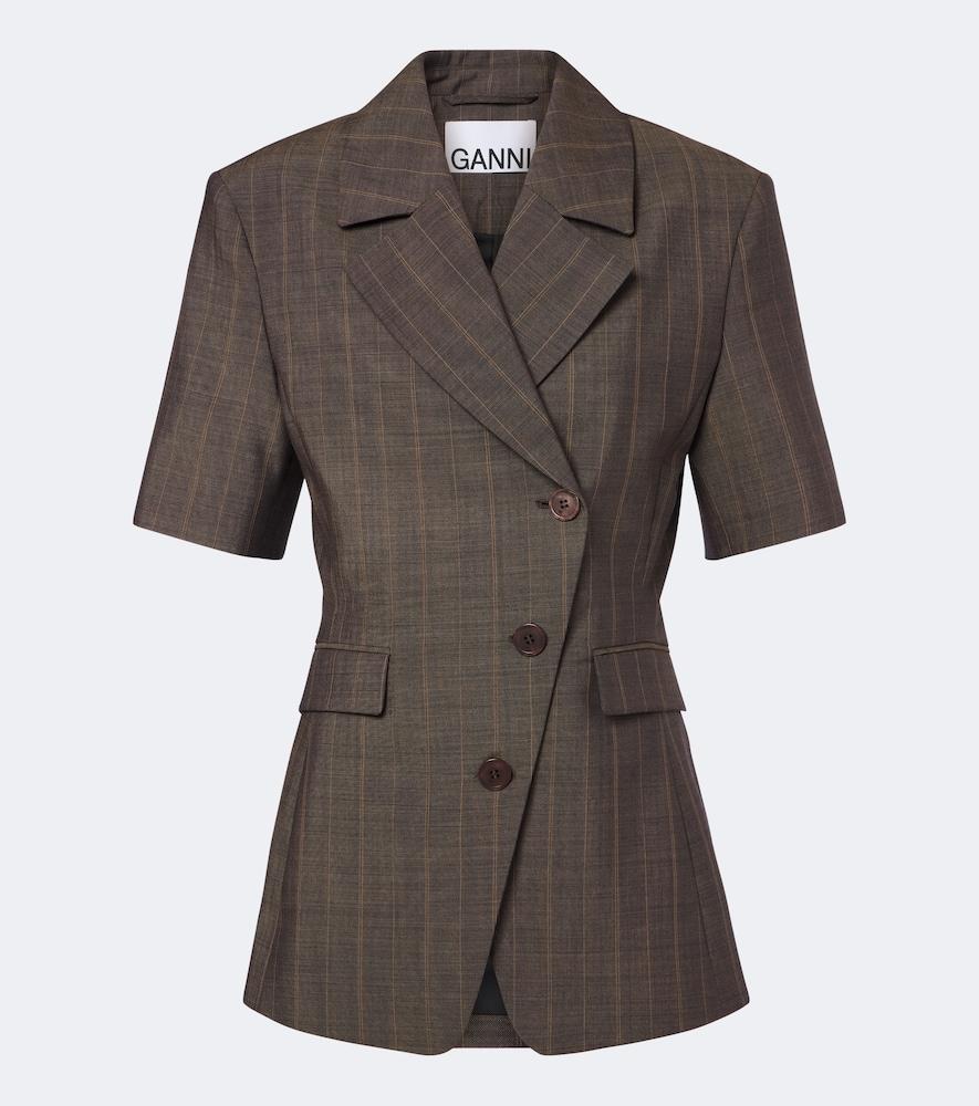 ganni striped wool blazer